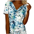 thumbnail image 1 of Enjoytime Womens Tops Casual Printed Pile Collar Short Sleeve Shirts Summer Fashion Business Dressy Work Blouse Blue XXL, 1 of 6