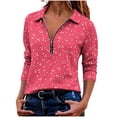 thumbnail image 1 of Enjoytime Womens Tops Collared Half Zip Pullover Long Sleeve Shirts Fall Fashion Printed Business Casual Blouses, 1 of 6