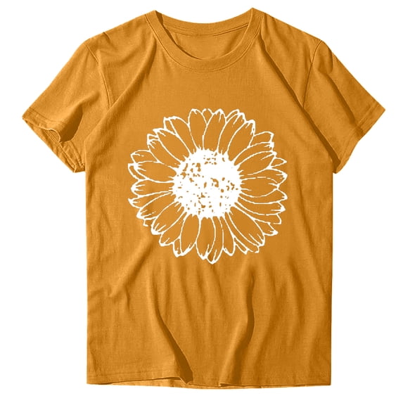 Enjoytime Womens Tops Floral Printed Crewneck Short Sleeve Tee Shirts Spring Summer Trendy Casual Plus Size Tops