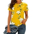 thumbnail image 1 of Enjoytime Womens Tops Floral Printed Round Neck Short Sleeve Shirt Spring Fashion Dressy Business Casual Blouses, 1 of 7