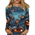 thumbnail image 1 of Enjoytime Womens Tops Printed Round Neck Long Sleeve Shirt Halloween Gothic Vintage Blouse Plus Size Winter Clothes for Women Blue XXXXXL, 1 of 5