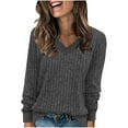 thumbnail image 1 of Enjoytime Womens Tops Solid Color V-Neck Long Sleeve Shirts Trendy Business Casual Blouses 2025 Fall Winter Fashion Clothes Gray XXL, 1 of 7