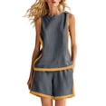 thumbnail image 1 of Enjoytime Womens Two Piece Sets 2026 Color Block Sleeveless Tops Shirts Matching Set Summer Casual Travel Outfits, 1 of 6