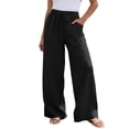 thumbnail image 1 of Enjoytime Womens Wide Leg Pants High Waist Drawstring Beach Trousers Summer Loose Casual Vacation Plus Size Pants, 1 of 8