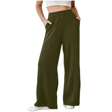 Enjoytime Womens Wide Leg Pants with Pockets Elastic Waist Loose Fit Sweatpants Casual Lounge Yoga Workout Palazzo Pants for Women on Clearance