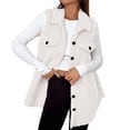 thumbnail image 1 of Enjoytime Womens Winter Coats Solid Color Lapel Button Down Outerwear Fall Mid-Length Vests Fashion Warm Sleeveless Jacket White L, 1 of 8