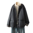 thumbnail image 1 of Enjoytime Womens Winter Coats Solid Color Long Sleeve Button Down Jacket Fall Fashion Warm Casual Outerwear with Hood, 1 of 6