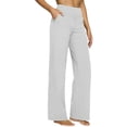 thumbnail image 1 of Enjoytime Womens Work Pants Solid Color High Waist Straight Leg Comfy Yoga Trousers Fashion Lightweight Business Casual Pants White XXL, 1 of 3