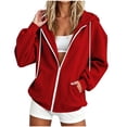 thumbnail image 1 of Enjoytime Womens Zip Up Hoodies Long Sleeve Solid Hooded Jacket Fall Fashion Comfy Casual Sweatshirt with Pockets, 1 of 7