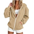 thumbnail image 1 of Enjoytime Womens Zip Up Hoodies Long Sleeve Solid Hooded Jacket Fall Fashion Comfy Casual Sweatshirt with Pockets, 1 of 7