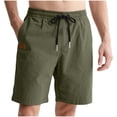 thumbnail image 1 of Enjoytime Work Shorts for Men Fashion Solid Color Tether Waist Leather Label Plus Size Shorts with Pockets for Casual Loose Army Green XL, 1 of 8