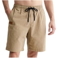 thumbnail image 1 of Enjoytime Work Shorts for Men Fashion Solid Color Tether Waist Leather Label Plus Size Shorts with Pockets for Casual Loose Khaki XXXL, 1 of 8
