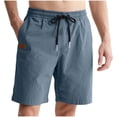thumbnail image 1 of Enjoytime Work Shorts for Men Fashion Solid Color Tether Waist Leather Label Plus Size Shorts with Pockets for Casual Loose Navy XXL, 1 of 8
