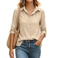 thumbnail image 1 of Enjoytime Work Tops for Women Collared Long Sleeve Button Down Shirts Fashion Solid Business Casual Blouses, 1 of 8