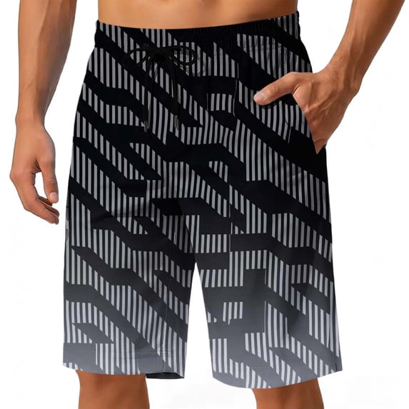Enjoytime Workout Shorts Men Gradient Elastic Waist Board Shorts Lightweight Casual Beach Swim Trunks with Drawstring