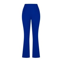 Enjoytime Yoga Pants Women Solid Color High Waisted Stretch Flare Leggings Fashion Casual Running Workout Plus Size Pants Blue XL