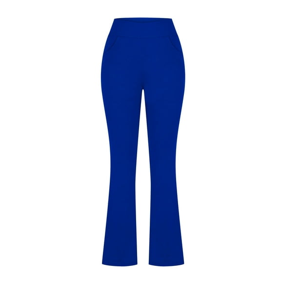 Enjoytime Yoga Pants Women Solid Color High Waisted Stretch Flare Leggings Fashion Casual Running Workout Plus Size Pants Blue XL
