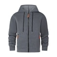 thumbnail image 1 of Enjoytime Zip Up Hoodie Men Casual Long Sleeve Drawstring Sweatshirts Solid Color Loose Basic Oversized Sweatshirt Fall Winter Warm Clothes Dark Gray S, 1 of 2