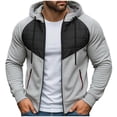 thumbnail image 1 of Enjoytime Zip Up Hoodie Men Patchwork Long Sleeve Oversized Sweatshirt Casual Loose Fall Winter Tops with Drawstring and Pockets Gray XL, 1 of 8