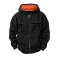 thumbnail image 1 of Enjoytime Zip Up Hoodie Men Solid Color Fall Winter Oversized Sweatshirt Casual Workout Loose Long Sleeve Tops with Multi Pockets Black XXXL, 1 of 7