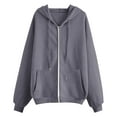 thumbnail image 1 of Enjoytime Zip Up Hoodie Women Solid Color Long Sleeve Casual Loose Sweatshirts Fashion Trendy Lightweight Jacket Gray XL, 1 of 3