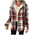 thumbnail image 1 of Enjoytime Zip Up Jackets for Women Plaid Printed Long Sleeve Hooded Coat Fashion Warm Casual Fall Winter Outerwear, 1 of 7