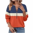 thumbnail image 1 of Enjoytime Zip Up Sweatshirt Women Fall Winter Patchwork Long Sleeve Tops Comfy Fashion Pullover Oversized Sweatshirts Orange L, 1 of 5