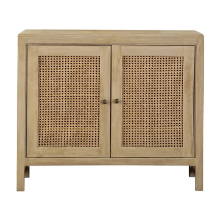 Enk 38 Inch 2 Door Accent Sideboard Console Cabinet Natural Cane Brown