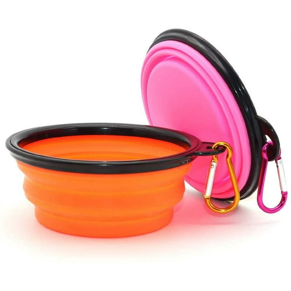 Enkarl Collapsible Dog Bowls 650ml, 2 Pack Travel Dog Bowls for Dog Cat, Portable Dog Water Food Bowl with Clasp, Pet Cat Feeding Cup Dish for Outdoor, Travel, Walking, Parking