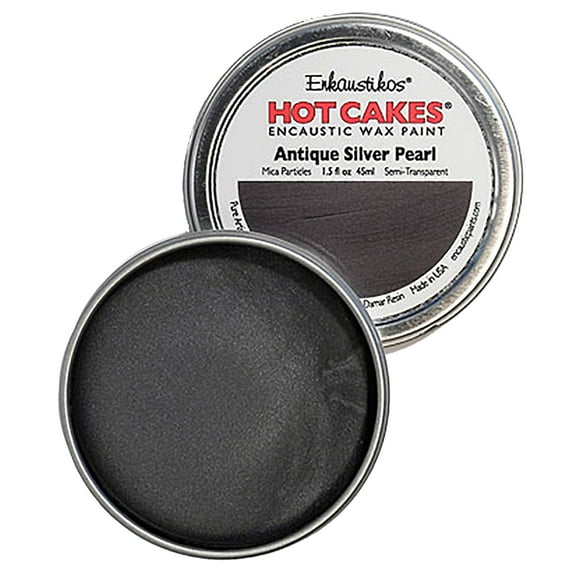 Enkaustikos Hot Cake Encaustic Wax Paint, 1.5 oz. Tin, Antique Silver Pearl