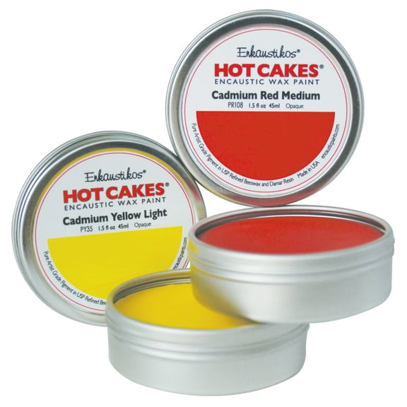 Enkaustikos Hot Cake Encaustic Wax Paint, 1.5 oz. Tin, Cadmium Red Medium