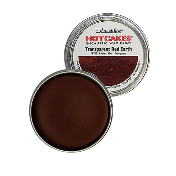 Enkaustikos Hot Cake Encaustic Wax Paint, 1.5 oz. Tin, Transparent Red Earth