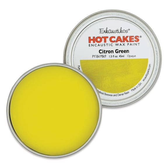 Enkaustikos Hot Cakes Encaustic Wax Paint - Citron Green, 45 ml tin