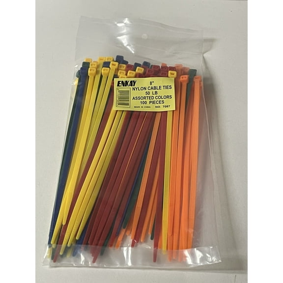 Enkay 7087  8" Nylon Ties,Assorted Colors,100-pc
