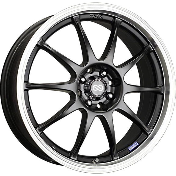 Enkei J10 16x7 5x100/114.3 38mm Offset 72.62mm Bore Dia Matte Black w/ Machined Lip Wheel