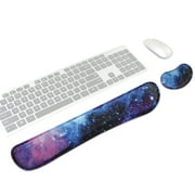 Enlarge Gel Memory Foam Set Keyboard Wrist Rest Pad, EEEkit Mouse Wrist Cushion Support for Office, Computer, Laptop, Mac, Comfortable, Lightweight for Easy Typing Pain Relief, Starry Series