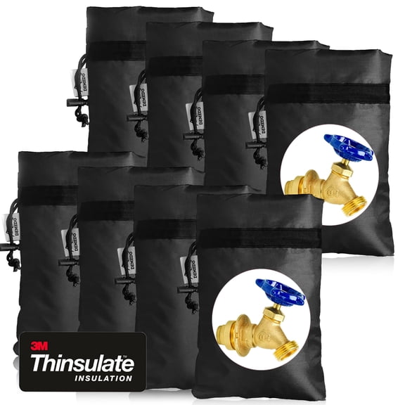 Enlarge Outdoor Faucet Cover, 3M Thinsulate Insulated Spigot Cover 10x6.3 Inch, Waterproof Frost Free Hose Bib Covers for Winter, 8-Pack Black