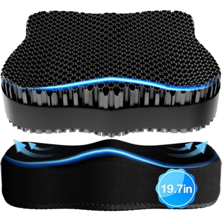 Enlarged Gel Seat Cushion 19in Super Large Thick, Gel Cushion Seat for Pressure Relief for Long Siiting, Coccyx Sciatica Pain Relief, Egg Cushion Chair Pads for Wheelchair Car Office Chair