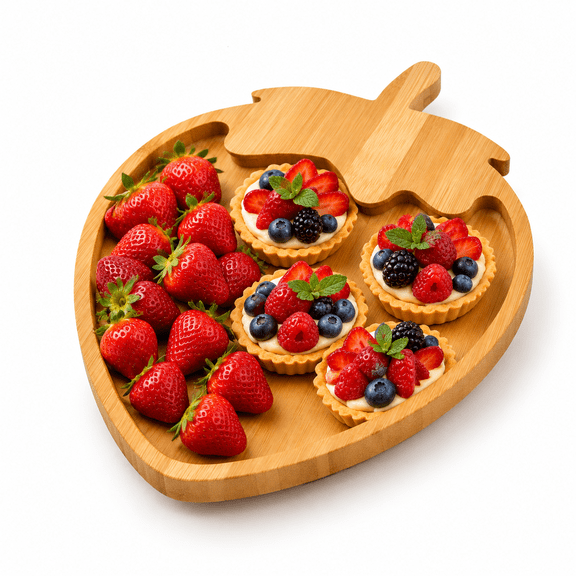 Enlarged Wooden Strawberry Shaped Serving Tray Charcuterie Plate