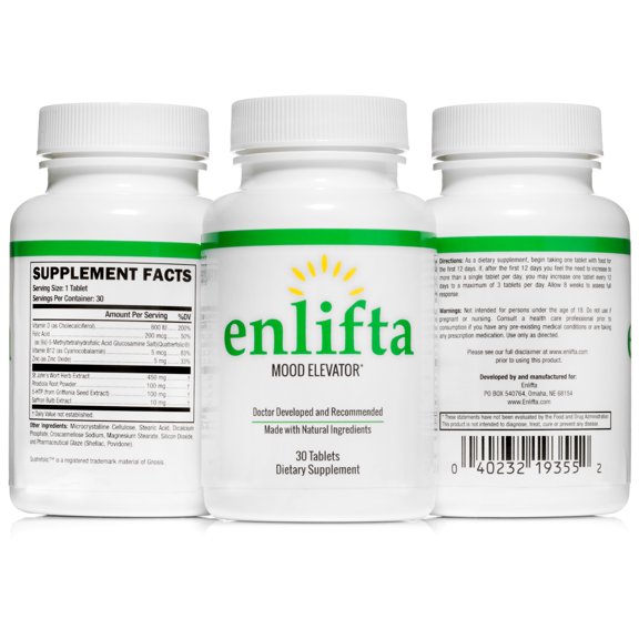 Enlifta Best Mood Supplement - Natural Mood Elevation Supplement - 5-HTP - Support Cognitive Health, Enhance Mood & Neural Function with Brain Boosting Enlifta Depression Supplement
