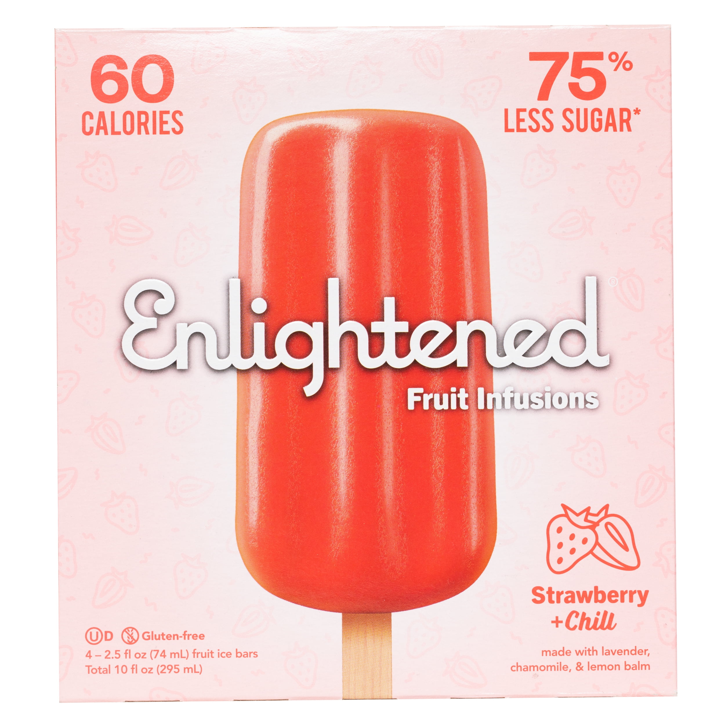 Enlightened Fruit Infusion Strawberry + Chill Fruit Ice Bars, 4Pack