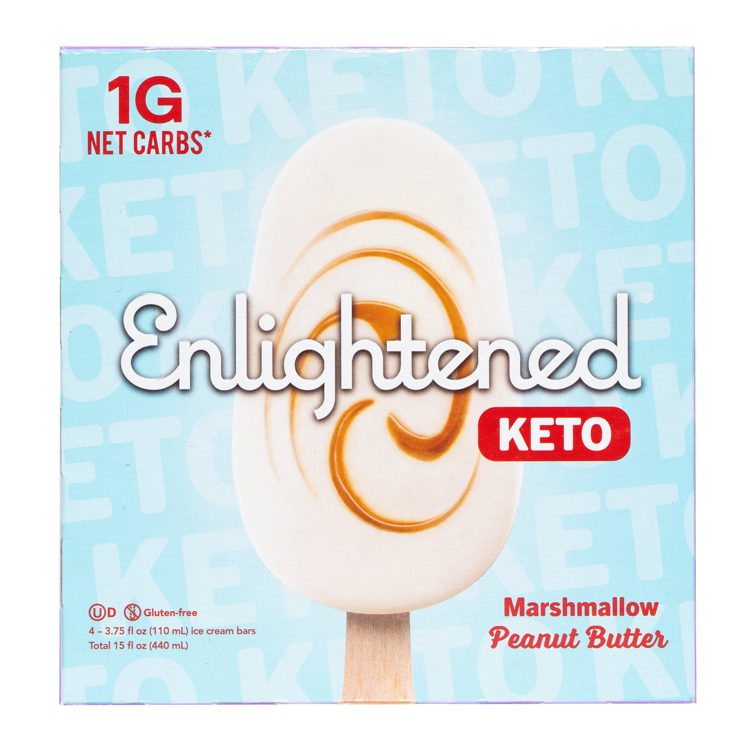 Enlightened Keto Marshmallow Peanut Butter Ice Cream Bars, 4Pack