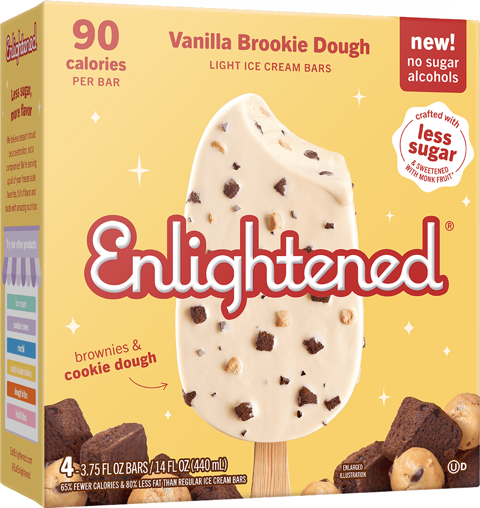 Enlightened Vanilla Brookie Dough Ice Cream Bars, 3.75 fl oz, 4 Ct