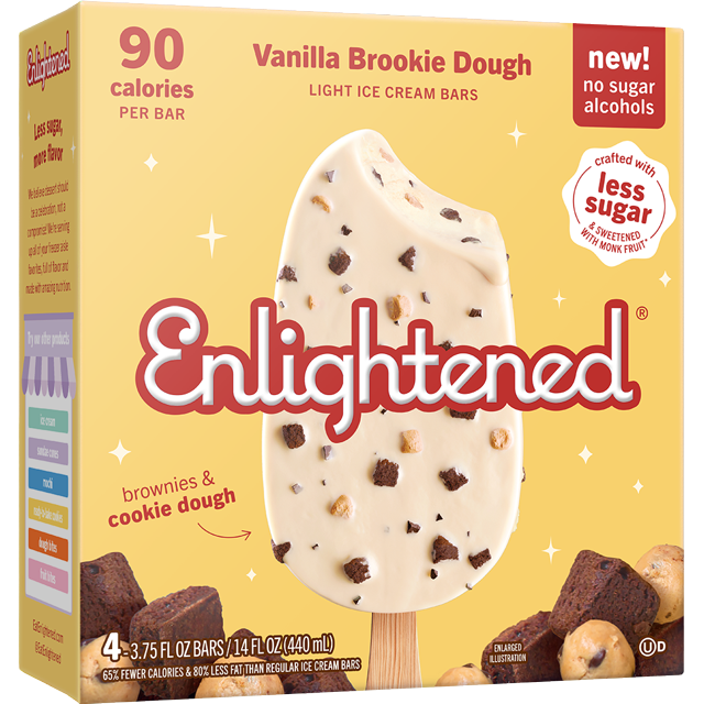 Enlightened Vanilla Brookie Dough Ice Cream Bars, 3.75 fl oz, 4 Ct