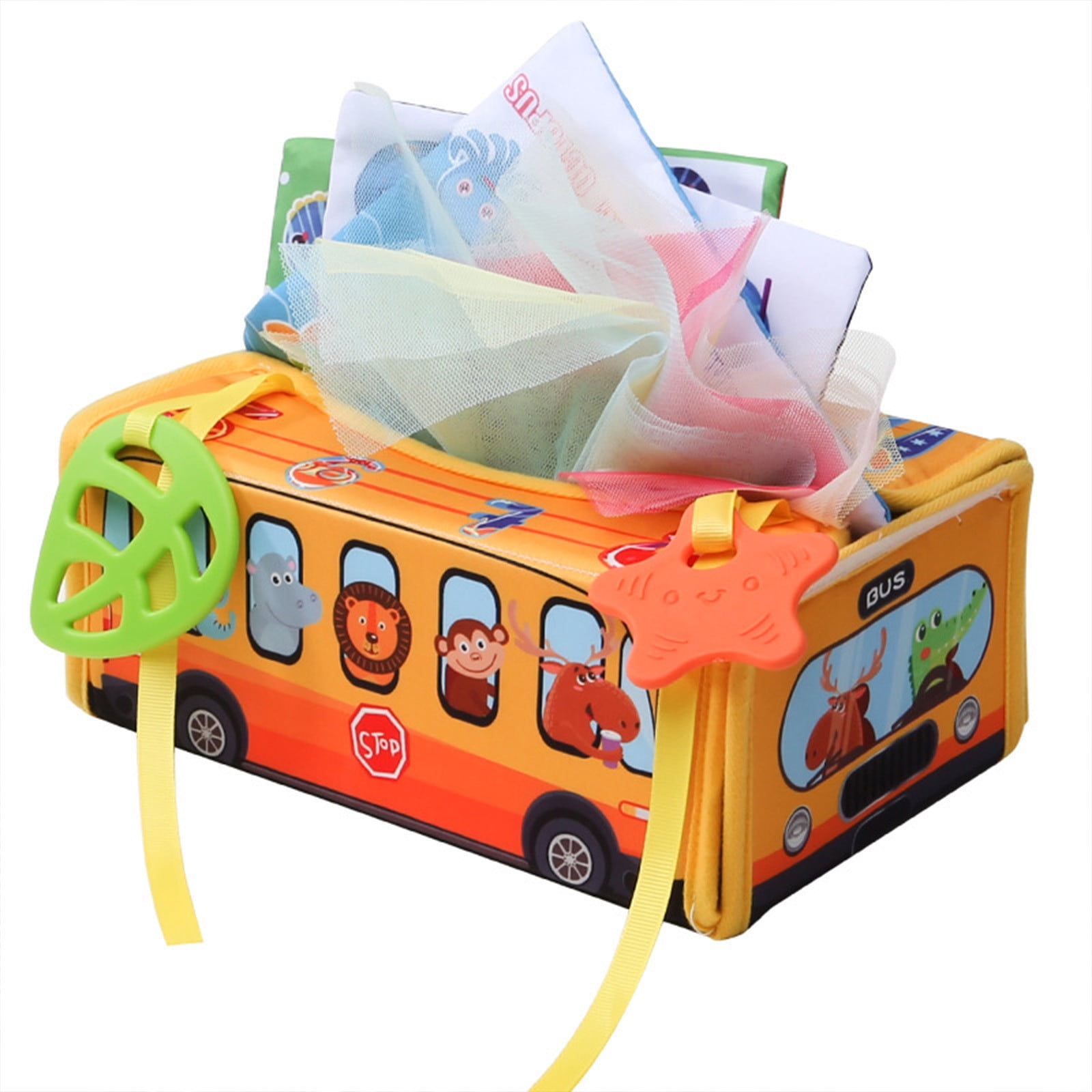 Enlightenment Early Education Toys for Babies Baby Tissue Box Toy Infant Play Scarves Colorful Soft Scarf Baby Toys Pull Tissues Activities Gift Preschool Learning Toys for 3 6 9 12 Months Walmart Bus...