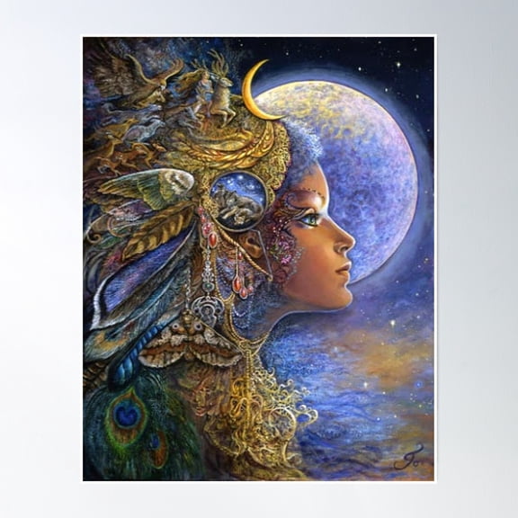 Enlightenment, Moon Girl, Moon, Moonlight Night, Art Poster Wall Art, Modern Wall Decor, 24x36 UNFRAMED