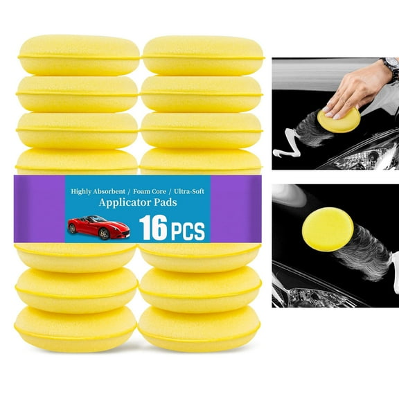 Enlimny 16 Pack Foam Applicator Pads Round Foam Car Wax Applicator Pad 4 Inch Foam Wax Applicator Pads Car Wax Polishing Sponges, Buffing Pads for Auto Detailing, Sealant & Polish Application