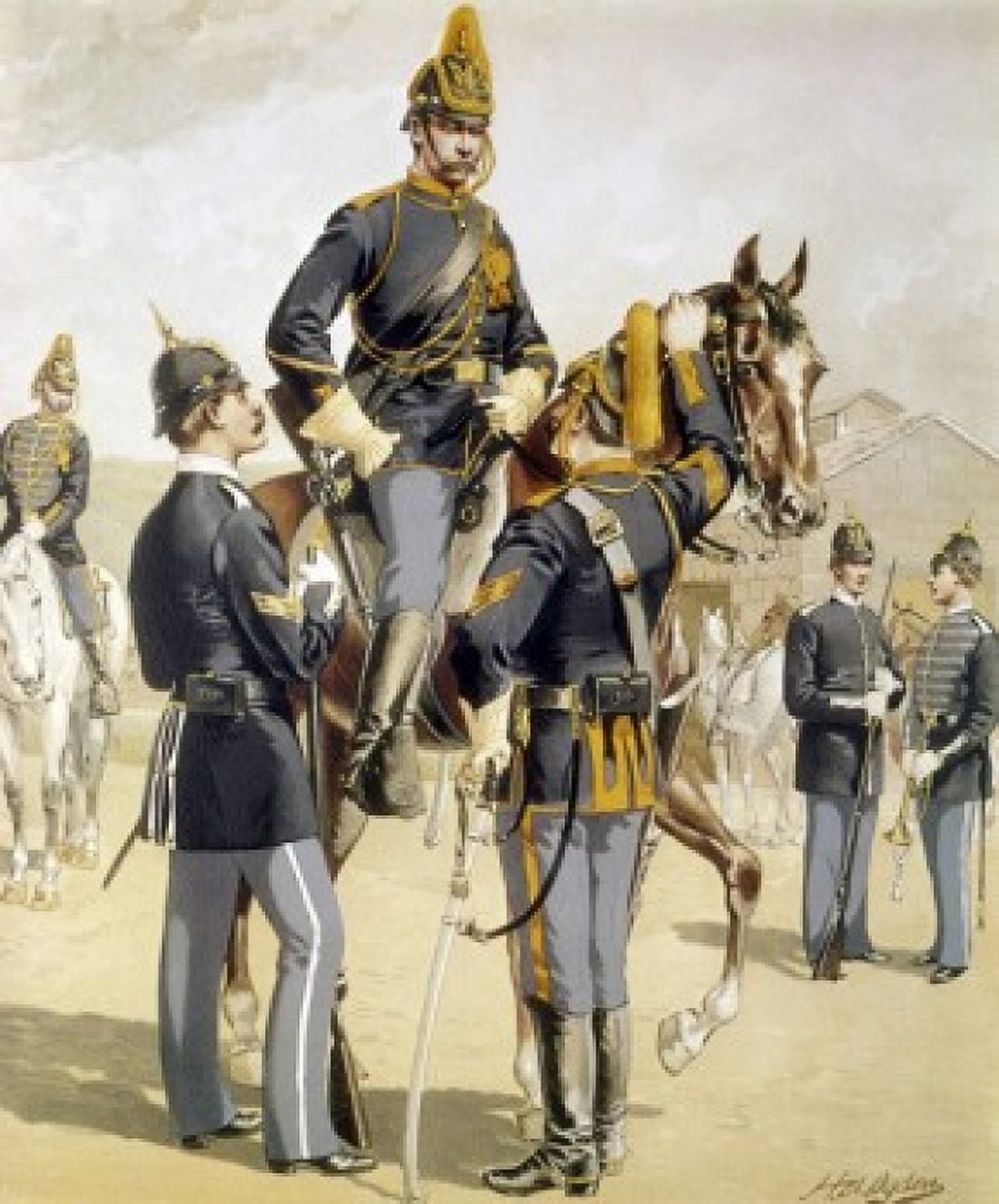 Enlisted Men Cavalry & Infantry by Henry Alexander Ogden 1888 (1856-1936) Canvas Art - Henry Alexander Ogden (18 x 24)