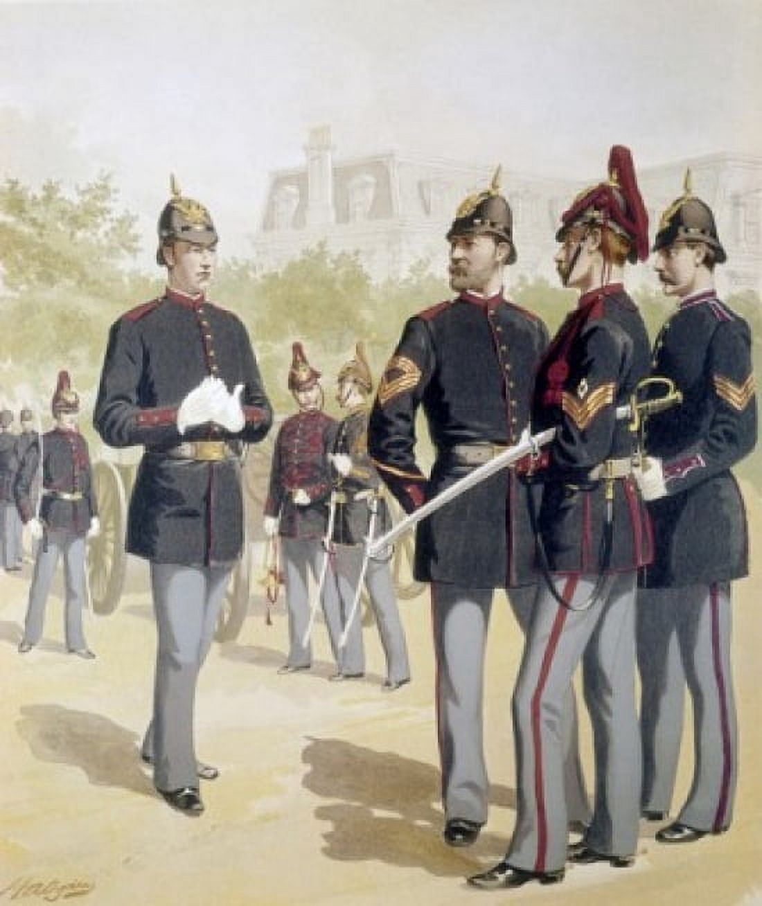 Enlisted Men Staff Corps and Artillery by Henry Alexander Ogden (1856-1936) Canvas Art - Henry Alexander Ogden (18 x 24)