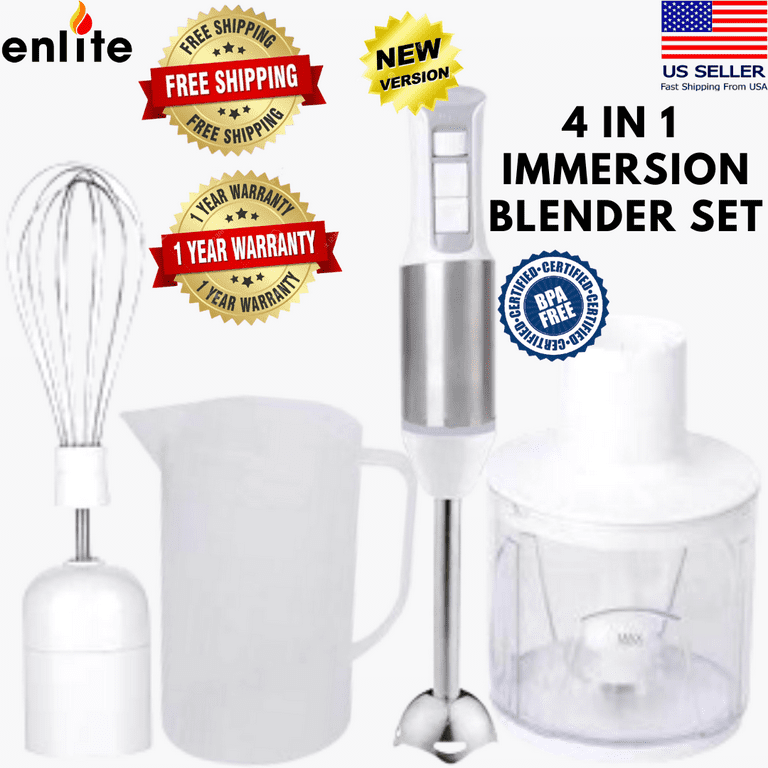 4 in 1 Immersion Hand Stick Blender Mixer Includes Chopper and
